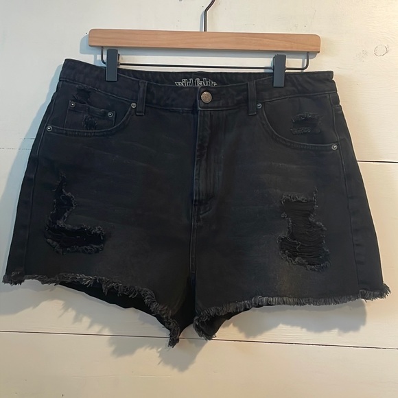 wild fable Pants - Wild Fable High Rise Short  Distressed Black Cut Off Shorts Women’s Size 14